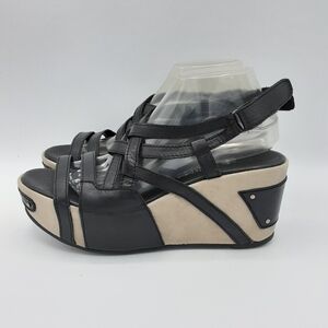 Antelope Black and Cream Wedge Sandals